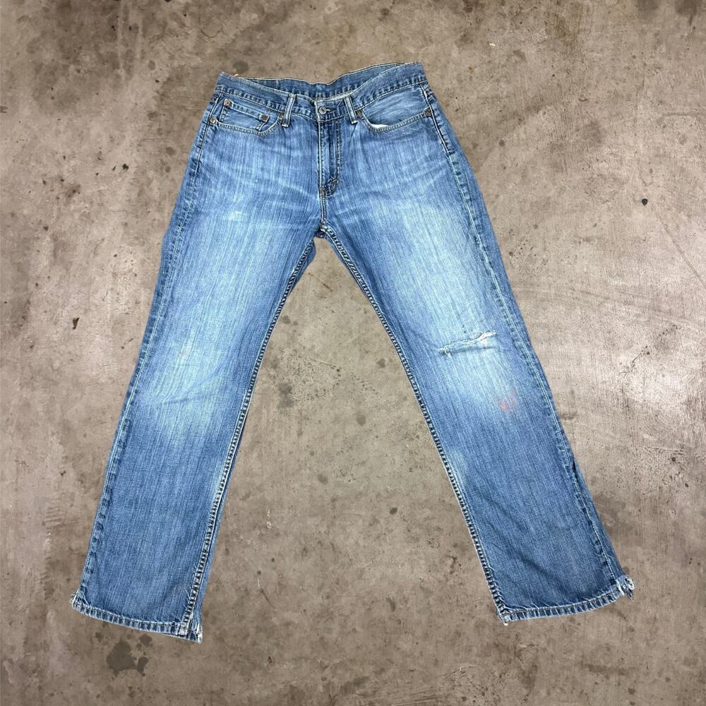 Levi's 514 Straight Fit Jeans Mid Rise Medium Wash Denim Blue Mens Size 34x32